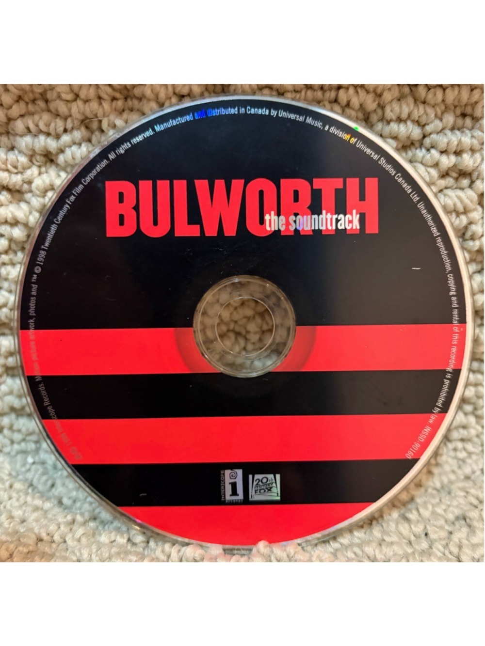 Bulworth The Soundtrack CD Interscope Records Black and Red One Size
